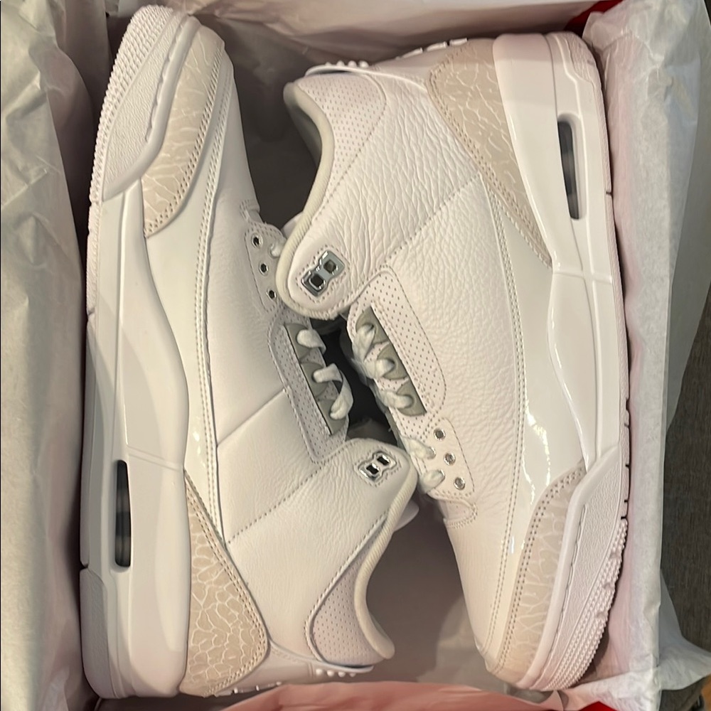 Jordan Retro 3. “Pure Money” White and Cream Sneakers